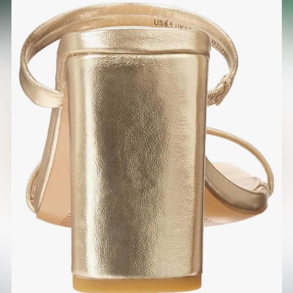 Gold Metallic Avery Square Toe Two Strap High Heeled Sandal - Picture 8 of 8